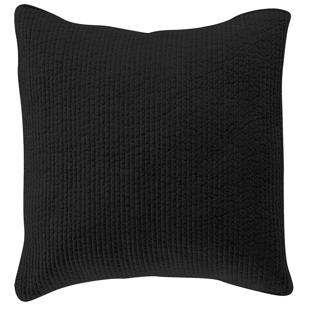 Single 27x27 inch High Quality Stonewashed Cotton Velvet Black Euro Sham